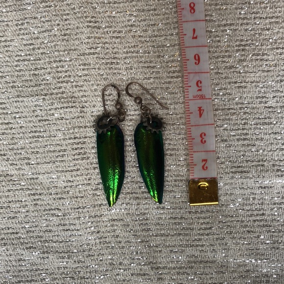 Beetle Wing Earrings with Gears ⚙️ - Picture 3 of 4